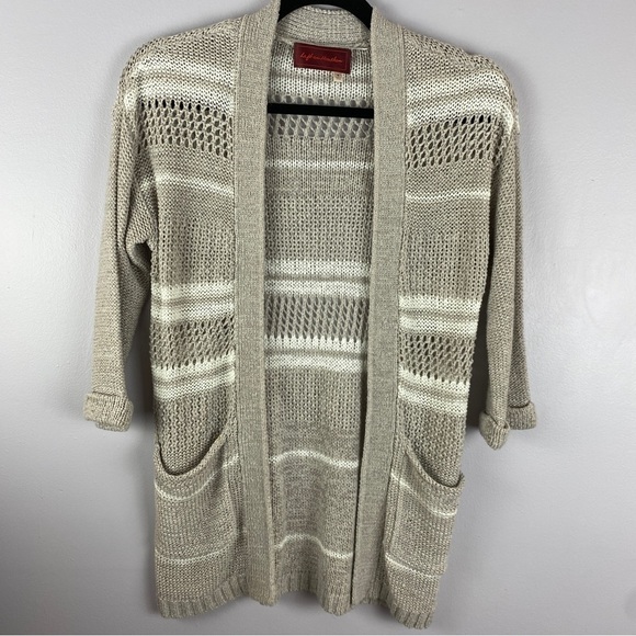 ANTHROPOLOGIE Left on Houston Cream Crochet Open Cardigan Small - Picture 2 of 9
